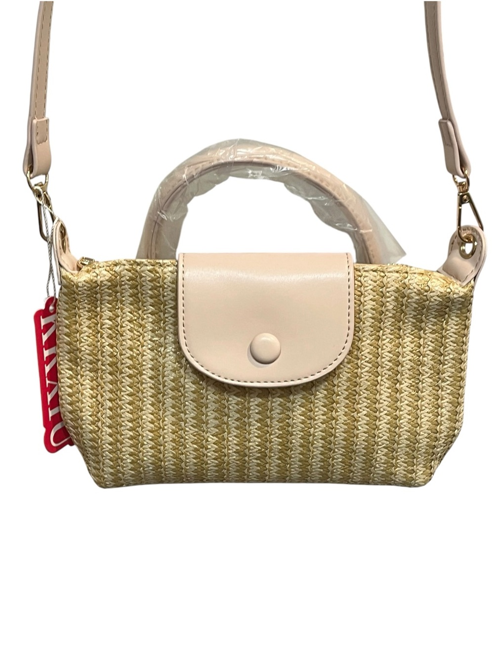 NWT Mini Straw/Woven Crossbody Bag/Purse - Light Pink